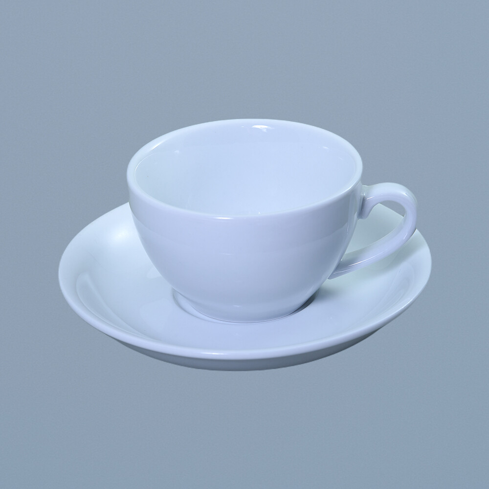 Stallion white porcelain tea coffee cup and saucer 190 ml