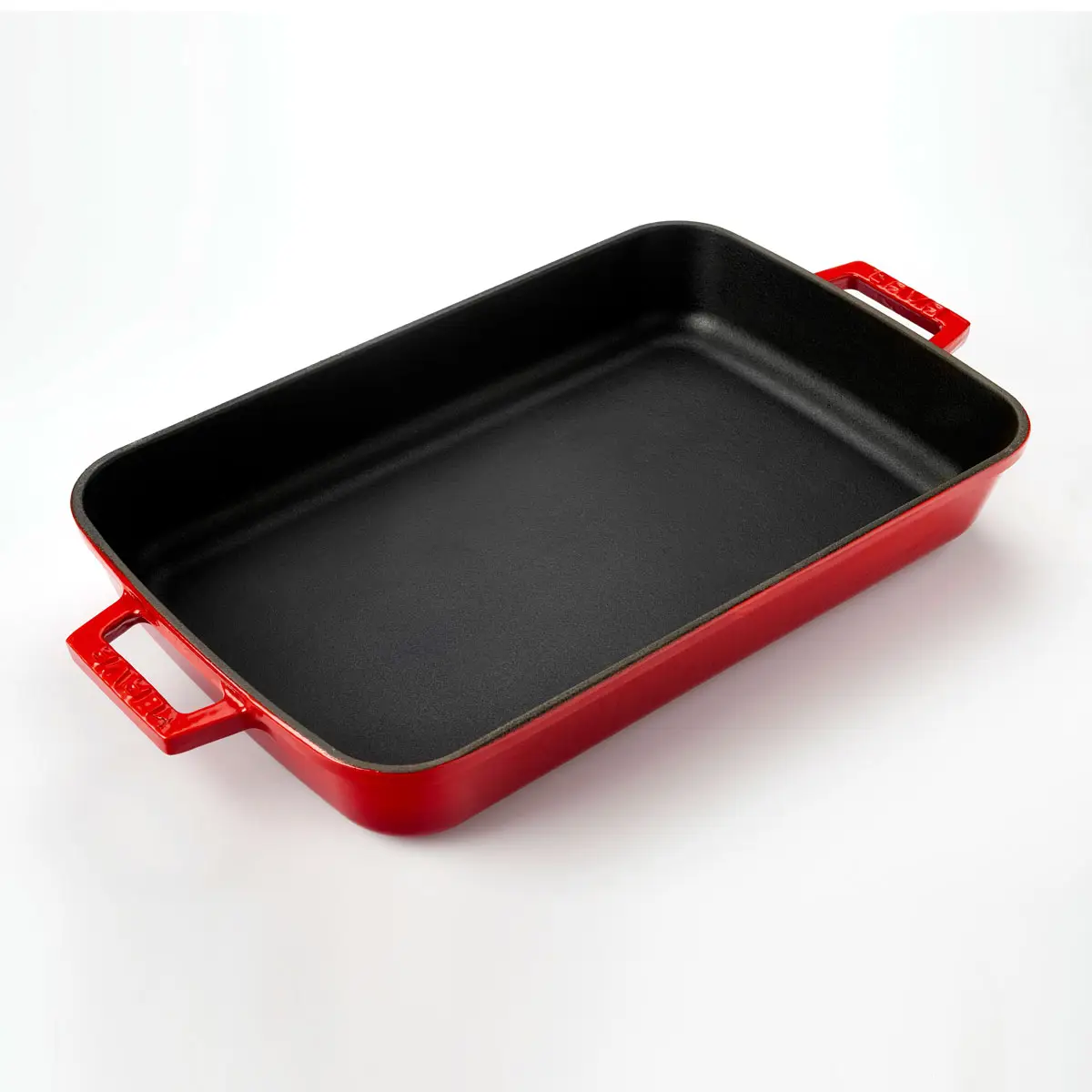 LAVA 22X30 cm Red Enameled Cast Iron Roasting Tray with Side Handles – Ideal for Hotel Buffet Presentation