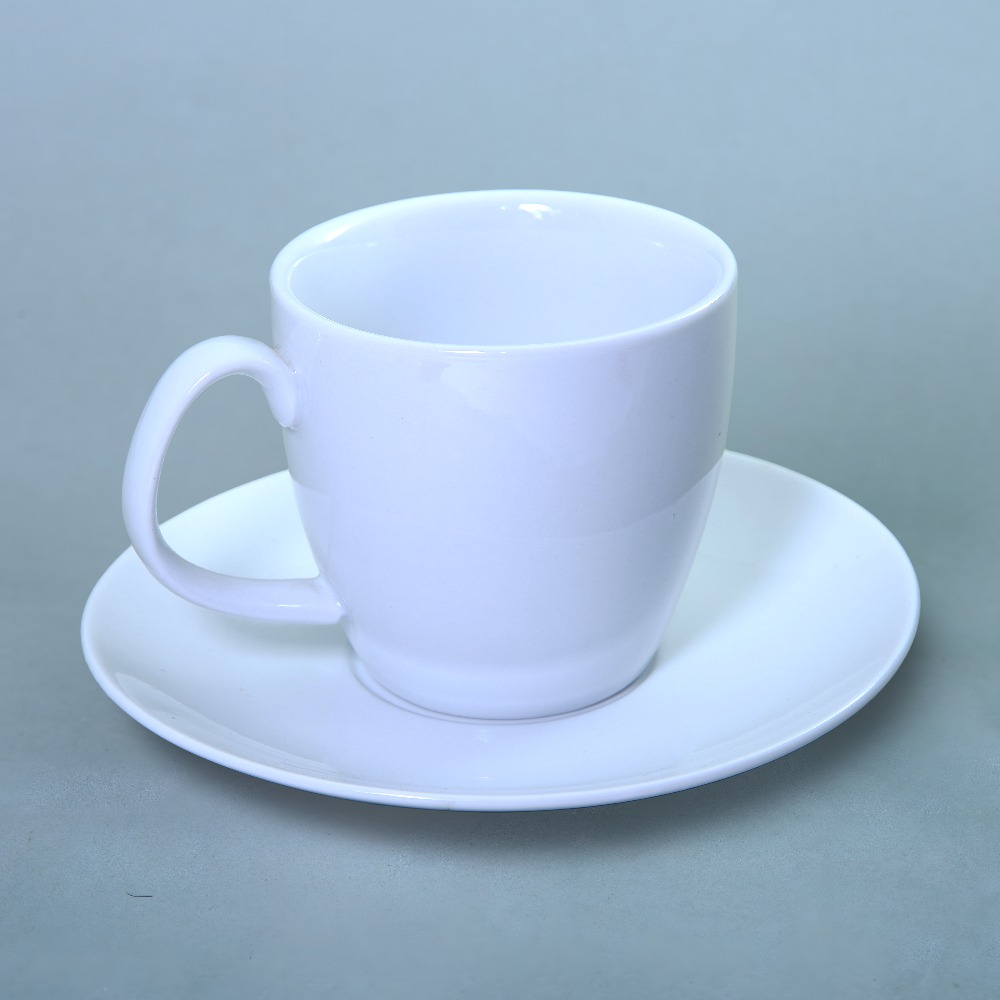 Fusion Porcelain Tea Cup with Saucer – White